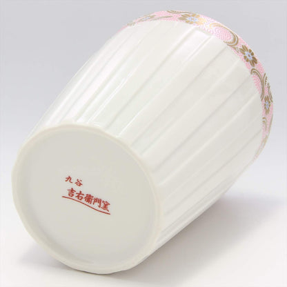 [made in Japan] Kutani Ware Free Cup with White Ground and Jikusa Multi-Colored Spider Design