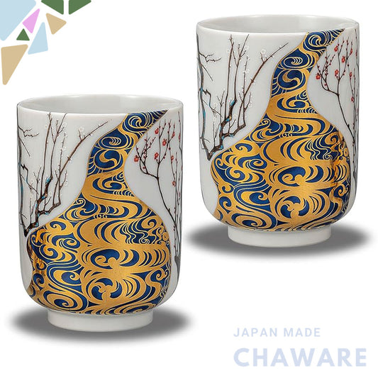 【made in japan】
Elegant Pair of Japanese Kutani Ceramic Tea Cups - Korin Ume Design, Perfect for Couples. Ideal Gift for