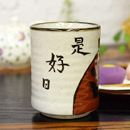 【made in japan】Stylish Kutani Ware Daruma Large Teacup – Traditional Japanese Ceramics for Tea, Perfect for Celebrations and Gifts, Ideal for 60th Birthday Presents.