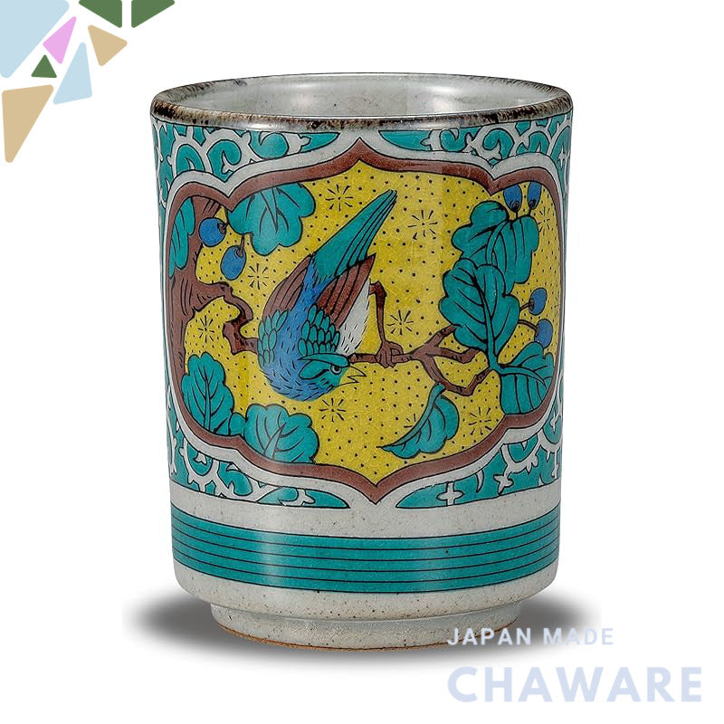 【made in japan】
Waza no Kura Stylish Kutani Ware Large Ceramic Tea Cup with Traditional Kyo Kutani Floral Bird Design, I