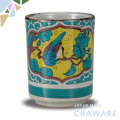 【made in japan】
Waza no Kura Stylish Kutani Ware Large Ceramic Tea Cup with Traditional Kyo Kutani Floral Bird Design, I