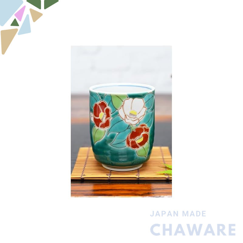 【made in japan】
Waza no Kura Kutani ware tea cup, camellia design, stylish teacup, porcelain brand, Japanese tableware, 