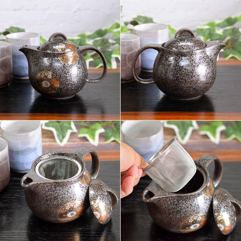 【made in japan】
Stylish Kyushu Teapot with Gold Flower Design, Made in Japan, Kutani Ware, Elegant Tableware, Includes Tea Infuser, Authentic Japanese Ceramics for Tea Lovers.