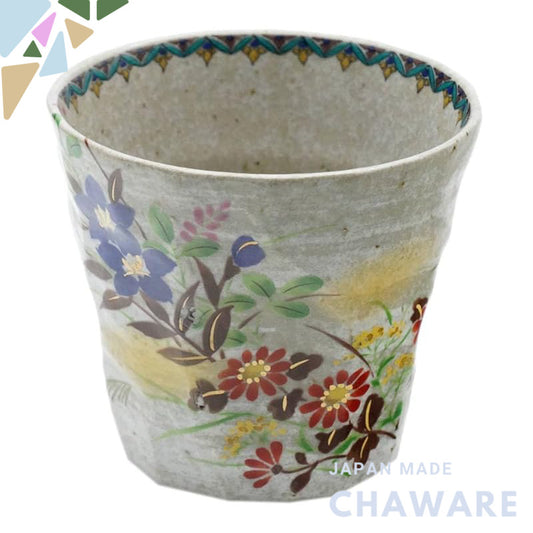 【made in japan】
Kitayama-do Original Kutani Ware Rock Glass with Autumn Grass Design - Exquisite Japanese Craftsmanship.