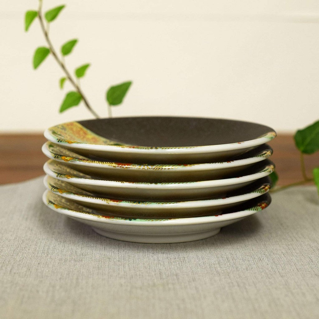 Plate Stylish Kutani Ware Small Plate Set of 5 Kinkabutsu Ceramic Small Plates Side Plates Japanese Tableware