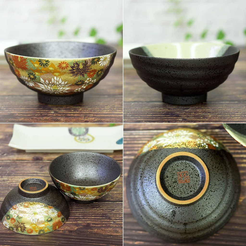 【made in japan】
Waza no Kura Stylish Couple Rice Bowls - Kutani Ware Pair, Elegant Tableware, Gold Floral Design, Premium Ceramic, Ideal for Wedding Anniversaries, Gifts, Japanese Tableware.