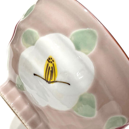 【made in japan】
Hand-Painted Hasami Porcelain Rice Bowl by Yamashita Toen, Glazed Camellia Design, Pink Color, Ideal for Serving Rice and Ramen, Perfect for Daily Use and Gifts