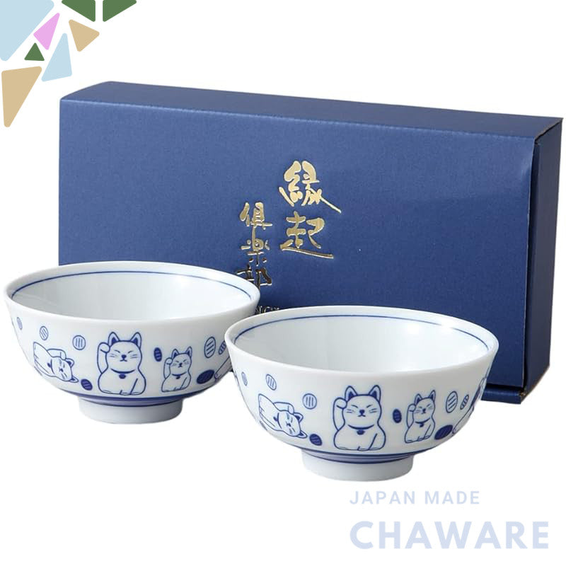 【made in japan】
Ale-net Pair of Rice Bowls with Indigo Plum Blossom Design, 2-Piece Set, 11.5cm Diameter, Ceramic Mino W