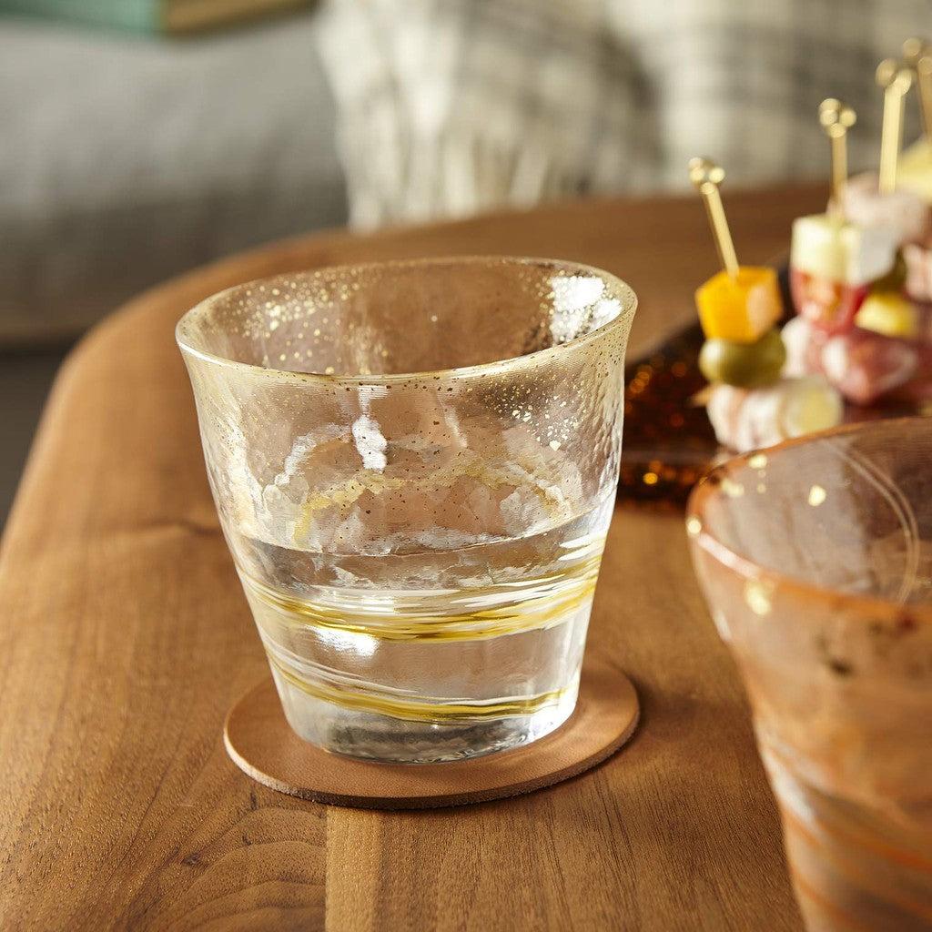 ADERIA Tsugaru Biidoro Ice Flower Gold Decoration Rock Glass 300ml Made in Japan in a Special Wooden Box for Highball, Whiskey, Beer, Sake, Shochu, Stylish Brandy, Beer Gift for Women, Mother's Day, Father's Day, Couples, Men, Housewarming, Weddings, Gree