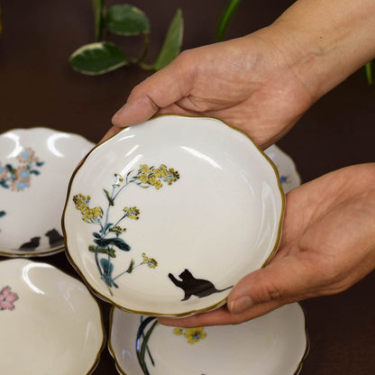 Waza no Kura Plate Set - Stylish Tableware - Kutani Ware Small Plates (Set of 5) - Perfect for Strolling Days - Ceramic - High-Quality Brand - Japanese Tableware - Side Plates - Made in Japan - Wedding Gift - Present - Gift