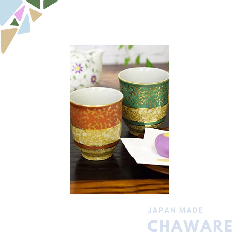 【made in japan】
Stylish Pair of Japanese Kutani Ware Teacups by Waza no Kura - Elegant Couple’s Ceramic Tea Cups with Go