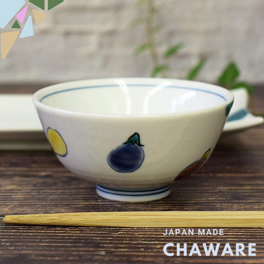 【made in japan】
Waza no Kura Stylish Rice Bowl - Kutani Porcelain, Colorful Eggplant Design, Ideal for Japanese Cuisine,