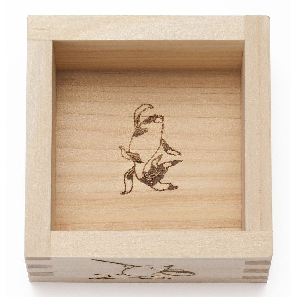 ADERIA Sake Glass Lucky Animals Goldfish Masu Sake Glass 100ml [Premium Nippon Taste / Hinoki Masu / Cup with Masu] Made in Japan Comes in Gift Box Birthday Gift Present 6783