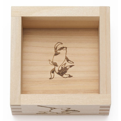 ADERIA Sake Glass Lucky Animals Goldfish Masu Sake Glass 100ml [Premium Nippon Taste / Hinoki Masu / Cup with Masu] Made in Japan Comes in Gift Box Birthday Gift Present 6783