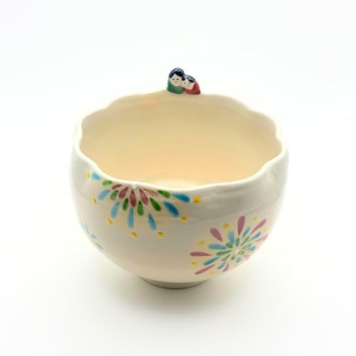 【made in japan】
Japanese Tea Ceremony Matcha Bowl - Handmade in Kyoto, Fireworks Design by Kouyou Takenaka, Perfect Gift, Dimensions: 11cm (D) x 8.5cm (H), Authentic Japanese Ceramics
