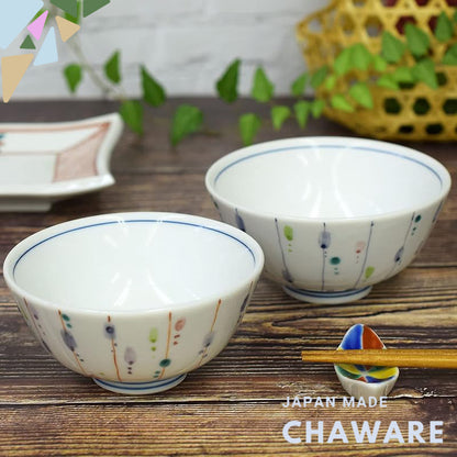 【made in japan】
Stylish Pair of Rice Bowls by Wazakura - Kutani Ceramics, Premium Quality Japanese Tableware, Perfect We