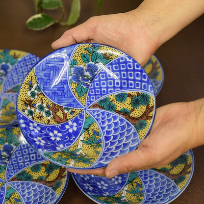 Waza no Kura Plate Set - Stylish Tableware, Kutani Ware, Medium Plates (Set of 5), Yoshidaya Shouchikubai, Ceramic, High-Quality Brand, Japanese Tableware, Side Dishes, Made in Japan, Wedding Gift, Present, Gift.