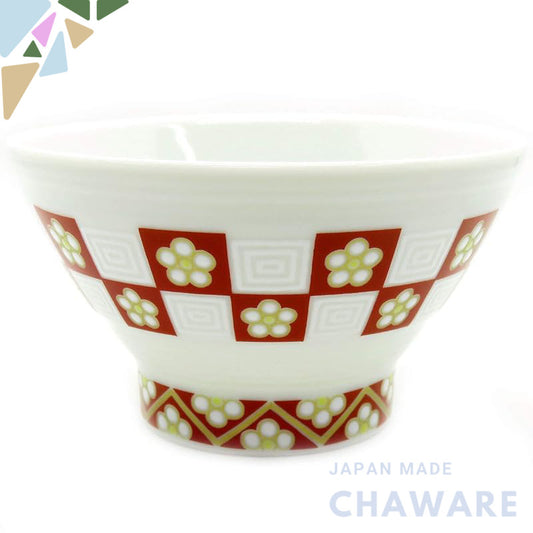 【made in japan】
Waza no Kura Kutani Ware 9-段 Rice Bowl with Plum Checkered Pattern – Stylish Ceramic Japanese Tableware,
