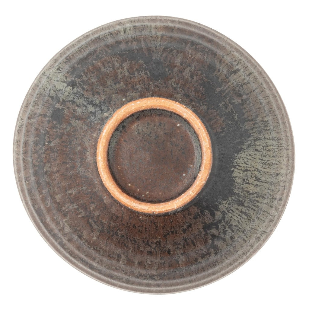 【Made in Japan】Marui Pottery Shigaraki-style Unique Rice Bowl, 11cm Diameter, Black Glaze, Ideal for Serving Rice, Model MR-3-4534