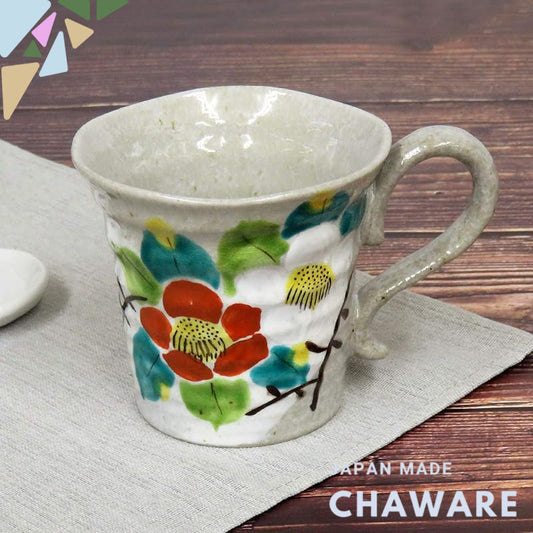 【made in japan】
Stylish Kutani Yaki Mug with Camellia Design - Japanese Porcelain Tableware, Perfect for Home or Gifts, 