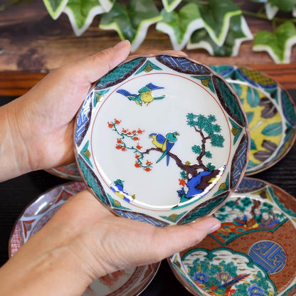 Waza no Kura Plate Set: Stylish Kutani Ware Small Plates, Set of 5, Edo-Era Design, Ceramic Japanese Tableware, Serving Plates, Made in Japan