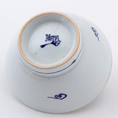 [Made in Japan] Koto Hogi Hasami Ware Rice Bowl - 12cm White Porcelain with Crane Design, Nishikai Pottery Kurawanka Bowl, Product Code 18195. Perfect for Elegant Dining.