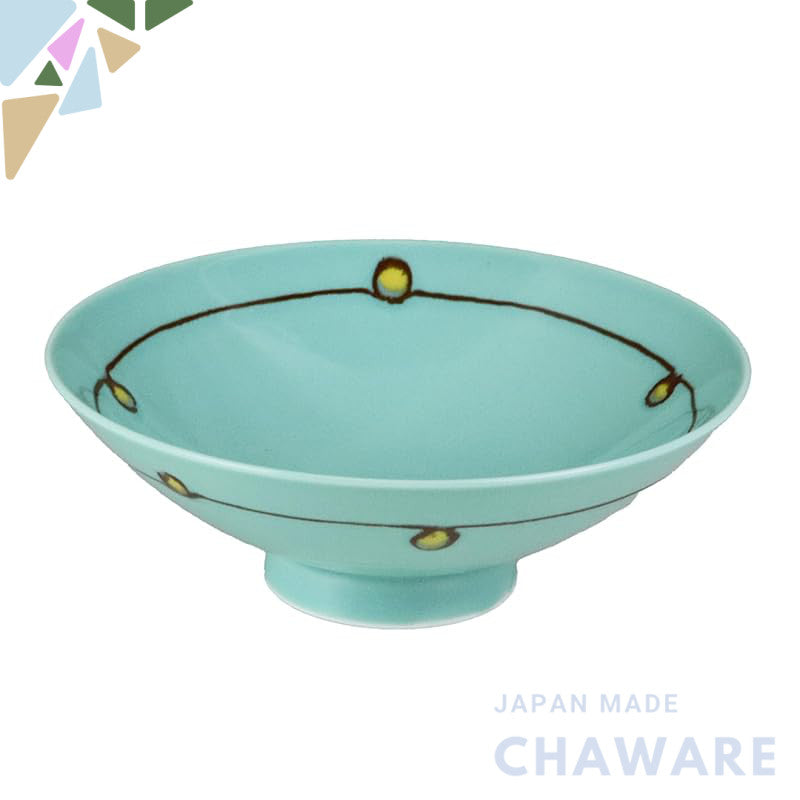 Haku-san Porcelain Flat Tea Bowl, Green (Approx.) φ15×5.3cm D-11, Design by Masahiro Mori, Hasami-yaki, Made in Japan