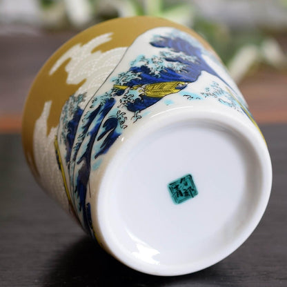 【made in japan】
Stylish Wasanokura Soba Choko Tableware - Kutani-yaki Soba Cup with Hokusai Wave Design, Elegant Ceramic Brand, Japanese Made, Perfect for Japanese Cuisine.