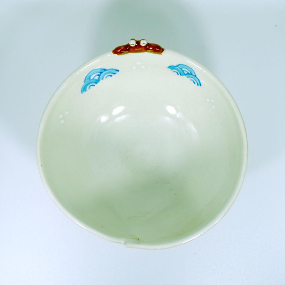 [made in Japan] Japanese Tea Ceremony Matcha Bowl, Handcrafted Kyoyaki Ceramic with Crab Design, Made in Japan by Takennaka Kosho, Ideal Gift, 14cm Diameter x 6.5cm Height. Perfect for Matcha Lovers.
