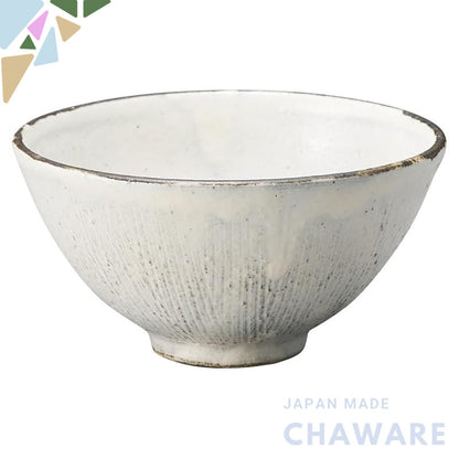 【made in japan】
Marui Seito Shigaraki Ware Hechimonn Rice Bowl - 12cm Ivory Bead glaze