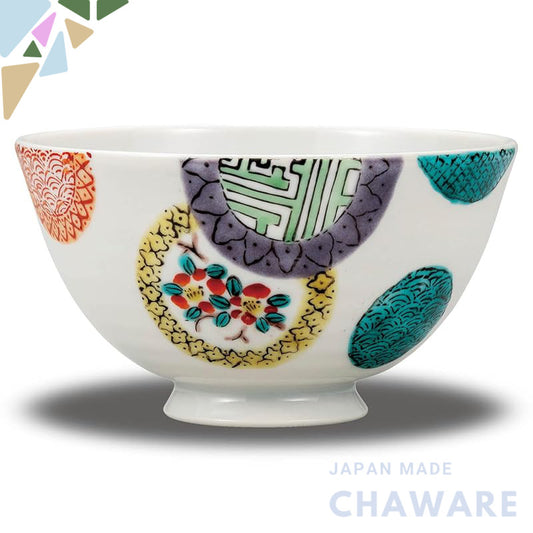 【made in japan】
Stylish Japanese Kutaniyaki Rice Bowl from Waza no Kura - High-Quality Ceramic Tableware with Color-Patt