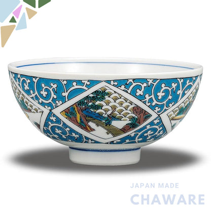 【made in japan】
Stylish Japanese Kyo-Yaki Rice Bowl by Waza no Kura - Elegant ceramic dish with arabesque design. Perfec