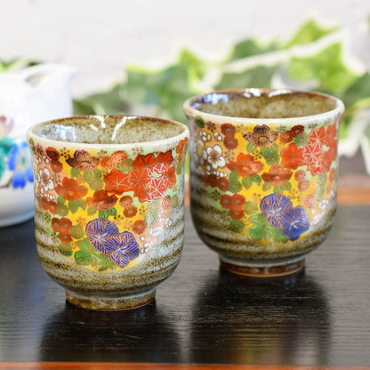 【made in japan】
Elegant Kutani Ceramic Teacup Pair for Couples - Stylish Japanese Yunomi for Every Season, High-Quality Tableware, Handmade in Japan