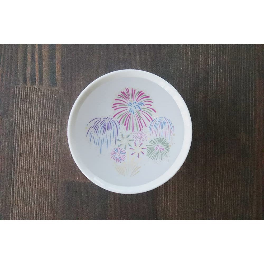 【Designing with Temperature】 Marumo Takagi Pottery Cool Sensation Fireworks Flat Sake Cups Pair Set Ochoko Sakazuki Guinomi Japanese Sake Cool Sensation Cold Beverages Fireworks Color Changing Gift Set for O-chugen (Summer Gift) and Anniversaries Changes