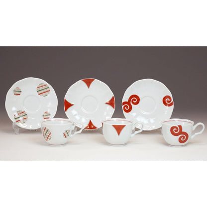 Hasami Porcelain Modern Pattern Rice Bowl Set - 11.5 cm, Japanese Dishwasher and Microwave Safe, Gift for Weddings and Mother's Day - Made in Japan