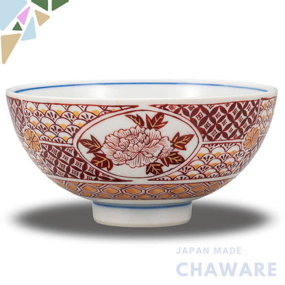 【made in japan】
Stylish Japanese Ceramics KUTANI Rice Bowl - Luxurious Red Flower Design Tableware, Perfect for Birthday