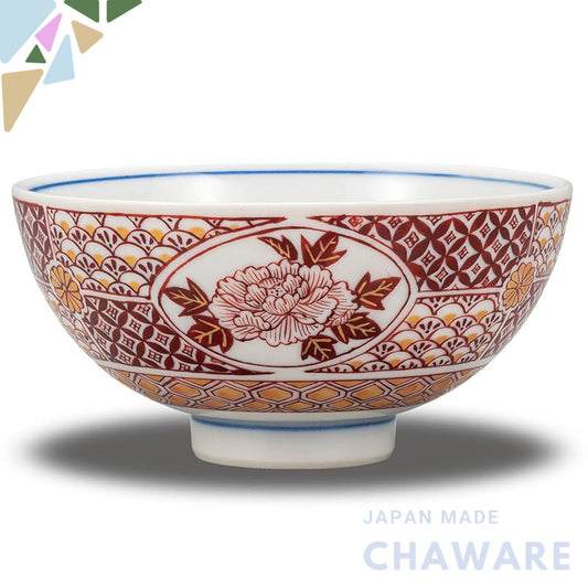 【made in japan】
Stylish Japanese Ceramics KUTANI Rice Bowl - Luxurious Red Flower Design Tableware, Perfect for Birthday