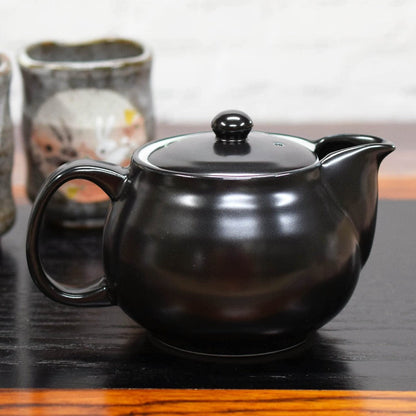 Stylish Japanese Kyusu Teapot, Kutani Ware Moon Rabbit Design, Elegant Ceramic Pot with Inline Mesh Strainer, Brand: Waza no Kura, Made in Japan, Perfect Tableware for Tea Lovers.