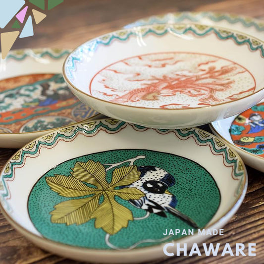 Waza no Kura Plate Set - Stylish Tableware, Kutani Ware Small Plates, 5-Piece Set, Era Painting, Ceramic, Japanese Table