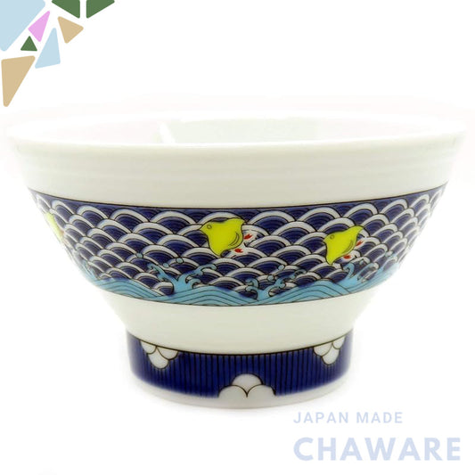 【made in japan】
Waza no Kura Kutani Porcelain Chidan Rice Bowl with Chidori Design - Elegant Japanese Tableware, Perfect
