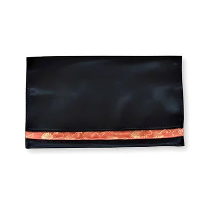 Tea ceremony equipment training set, includes: folding paper case, folding paper (quiet), red silk cloth, fan (6.5 inches, black lacquered), toothpick holder with resin toothpick, for Omotesenke, designed for women.