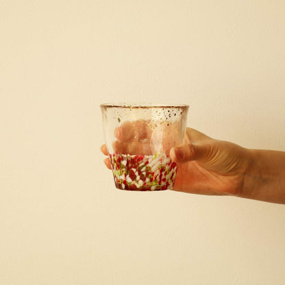 ADERIA Tsugaru Biidoro Ice Flower Gold Color Rock Glass Spring 300ml Made in Japan with Special Wooden Box