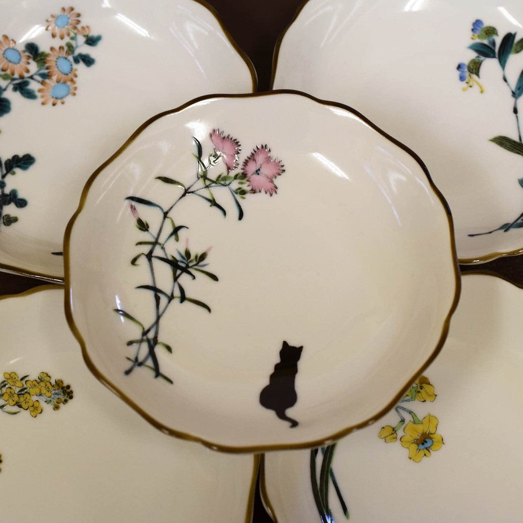 Waza no Kura Plate Set - Stylish Tableware - Kutani Ware Small Plates (Set of 5) - Perfect for Strolling Days - Ceramic - High-Quality Brand - Japanese Tableware - Side Plates - Made in Japan - Wedding Gift - Present - Gift