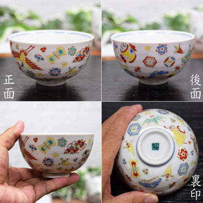 【made in japan】
"Kozara Traditional Japanese Rice Bowl - Small Kutani Ceramic, Lucky Treasure Design, Elegant Tableware, Perfect for Birthdays and Special Occasions"