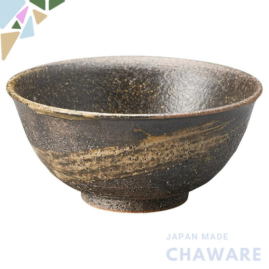【made in japan】
Marui Seito Iga-yaki Hechimon Rice Bowl, Ceramic, Brown with Black Persimmon Pattern, Diameter 12cm x He