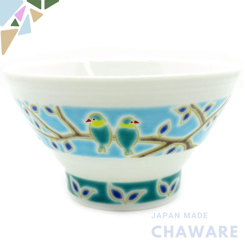 【made in japan】
"Waza no Kura Kutani Porcelain Chendan Rice Bowl with Bird Design - Stylish Tableware for Japanese Cuisi