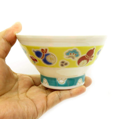 【made in japan】
Waza no Kura Kutani Ware Multi-Layered Rice Bowl with Six Cucumbers (Good Health) - Stylish Ceramic Tableware, Perfect for Japanese Cuisine, 60th Birthday Celebration, Gift Idea