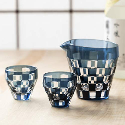 ADERIA Cup Pair Set Ichimatsu 60ml [ICHIMATSU/Sake Cup/Choko/Sake Glass] Gift Box Included Birthday Gift Present HS-578