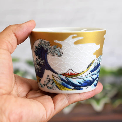 【made in japan】
Stylish Wasanokura Soba Choko Tableware - Kutani-yaki Soba Cup with Hokusai Wave Design, Elegant Ceramic Brand, Japanese Made, Perfect for Japanese Cuisine.