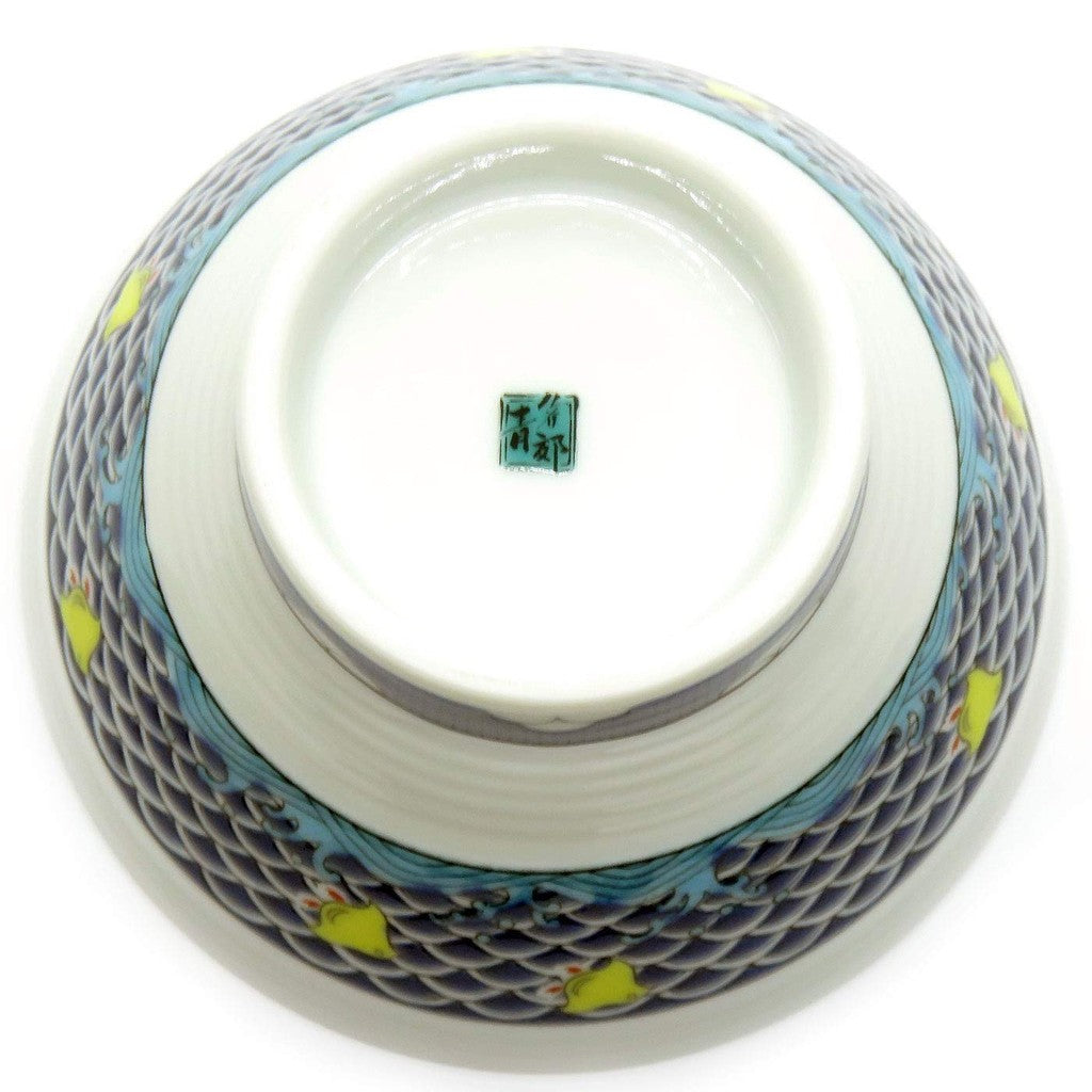 【made in japan】
Waza no Kura Kutani Porcelain Chidan Rice Bowl with Chidori Design - Elegant Japanese Tableware, Perfect Gift for Celebration and Special Occasions!